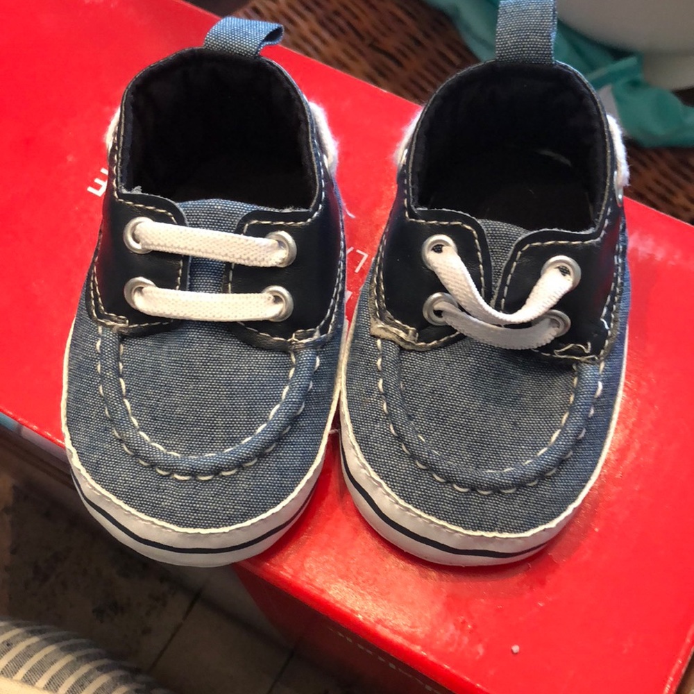 0-6 month denim “deck” shoes